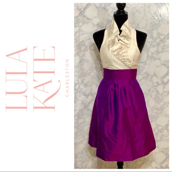LuLa Kate Dresses & Skirts - LuLa Kate • Silk Ruffle Halter Dress Sz 00